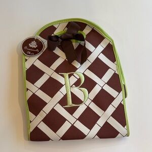 NWT OCCASIONALLY MADE Monogrammed Lunch Box Lattice Brown White Green Letter B